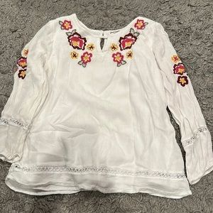 Girls white blouse with flowers